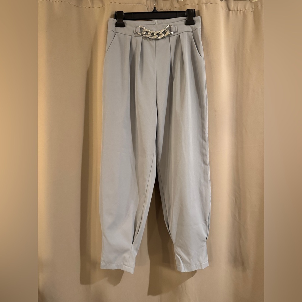 SHEIN Stylish Gray Pants with Chain Detail